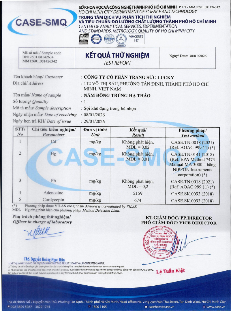Kiểm nghiệm chất lượng SP Nấm Đông trùng hạ thảo